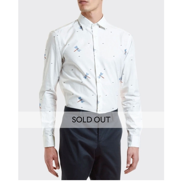 Etro Dragonfly Embroidered Coupe Long-Sleeve Button White Shirt Size Italy 44 XL - Picture 5 of 16